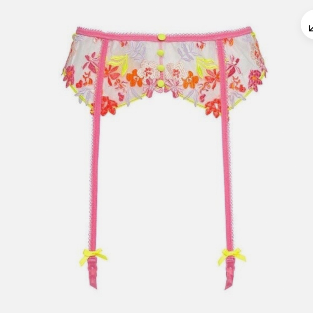 For Love And Lemons Summer Tide Garter Belt Neon Small NEW